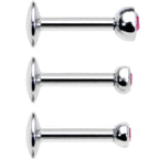 16G 1/4 Pink Gem Helix Cartilage Barbell 3 Pack Set