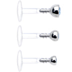 16G 1/4 Aqua Gem Bioplast Triple Forward Helix Barbell 3 Pack Set