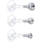 16G 5/16 Clear Gem Bioplast Triple Forward Helix Barbell 3 Pack Set