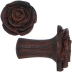 4G Organic Rengas Wood Cherry Rosebud Hand Carved Plug Set