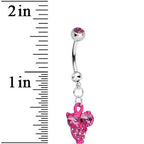 Pink Gem Oversized Eyes Owl Dangle Belly Ring