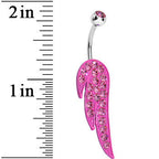 Pink Gem Glimmering Singular Angel Wing Belly Ring