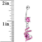 Pink Gem Falling Waters Swirl Drop Dangle Belly Ring