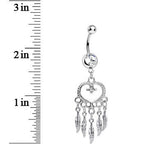 Clear Gem Heart Full of Dreamcatcher Dangle Belly Ring