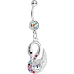 Aurora Multi Gem Sophisticated Swan Dangle Belly Ring