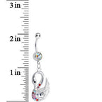 Aurora Multi Gem Sophisticated Swan Dangle Belly Ring