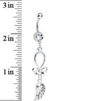 Clear Gem Bowtie and Angel Wing Dangle Belly Ring