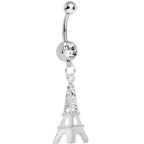 Clear Gem Elegant Eiffel Tower Dangle Belly Ring