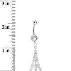 Clear Gem Elegant Eiffel Tower Dangle Belly Ring