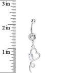 Clear Gem Opening Hollow Heart Twist Dangle Belly Ring