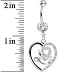 Crystalline Gem Gleaming Love Heart Dangle Belly Ring