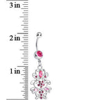 Pink Gem Day of the Daisy Flower Dangle Belly Ring