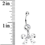 Crystalline Gem Polka Dotted Girly Bow Dangle Belly Ring