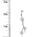Crystalline Gem Pair of Pinwheel Posies Flower Dangle Belly Ring