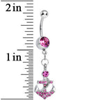 Pink Gem Glamorous Nautical Anchor Dangle Belly Ring