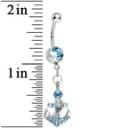 Aqua Gem Glamorous Nautical Anchor Dangle Belly Ring