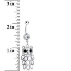 Crystalline Gem Dressed Up Owl Dangle Belly Ring