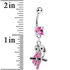 Pink Gem Oddly Adorable Owl Dangle Belly Ring