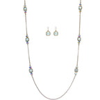 Aurora Gem Mint Green Octagon Faux Stone Dangle Earrings Necklace Set