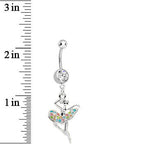 Clear Gem Multi Colored Tutu Ballerina Dangle Belly Ring
