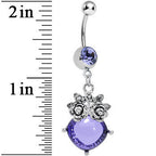 Purple Gem Luminous Orb Victorian Roses Dangle Belly Ring