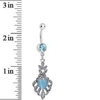 Aqua Gem Royal Blue Heart Dangle Belly Ring