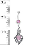 Pink Gem Royal Pink Heart Dangle Belly Ring