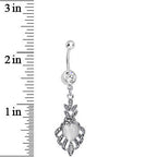 Clear Gem Royal White Heart Dangle Belly Ring