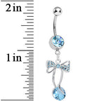 Aqua Cubic Zirconia Drop Sweetness Wrapped in a Bow Dangle Belly Ring