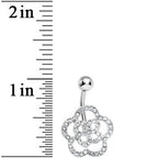 Clear Gem Hollow Buttercup Flower Belly Ring