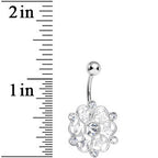 Clear Gem Princess Star Petals Flower Belly Ring
