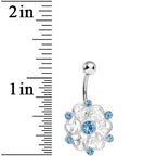 Aqua Gem Princess Star Petals Flower Belly Ring