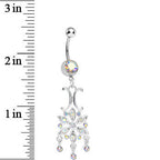 Aurora Gem Symmetrical Star Flower Dangle Belly Ring