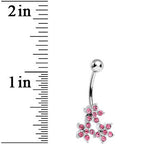 Pink Gem Trio of Flowers Belly Ring