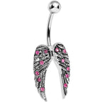 Pink Gem Magnificent Angel Wings Belly Ring