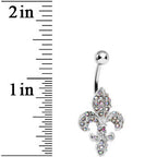 Aurora Gem Paved Fabulous Fleur De Lis Belly Ring
