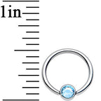 16G 3/8 Aqua Gem Steel BCR Captive Ring 4mm Flat Disc