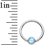 16G 3/8 Aqua Gem Titanium BCR Captive Ring 4mm Flat Disc