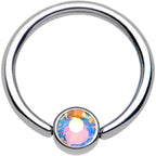 16G 3/8 Aurora Gem Disc Stainless Steel BCR Captive Ring