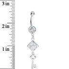 Clear Gem Key to My Diary Dangle Belly Ring