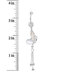 Clear Gem White Pearlescent Butterfly Dangle Belly Ring