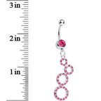 Pink Gem Paved Double Eight Dangle Belly Ring