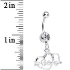 Clear Gem Cupid Arrow Love Heart Dangle Belly Ring