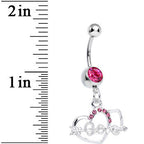 Pink Gem Cupid Arrow Love Heart Dangle Belly Ring