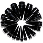 00G to 1 inch 18 Piece Black Acrylic Ear Stretching Taper Kit