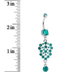 Teal Blue Gem Pool of Sparkle Dangle Belly Ring