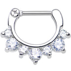 16G 5/16 Seven Clear Cubic Zirconia Septum Clicker