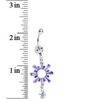 Clear CZ Purple Crystal Burst Dangle Belly Ring