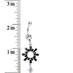 Clear CZ Black Crystal Burst Dangle Belly Ring
