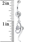 Clear Gem Twisting Flower Ribbon Dangle Belly Ring